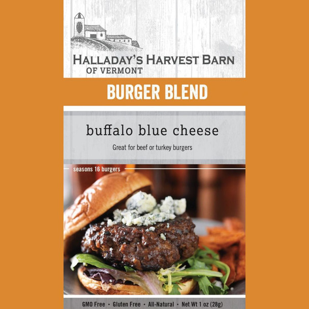 Looking to create a gourmet burger at home? Look to Harvest Array for Halladay's Burger Blends like this Buffalo Blue Cheese Blend. 