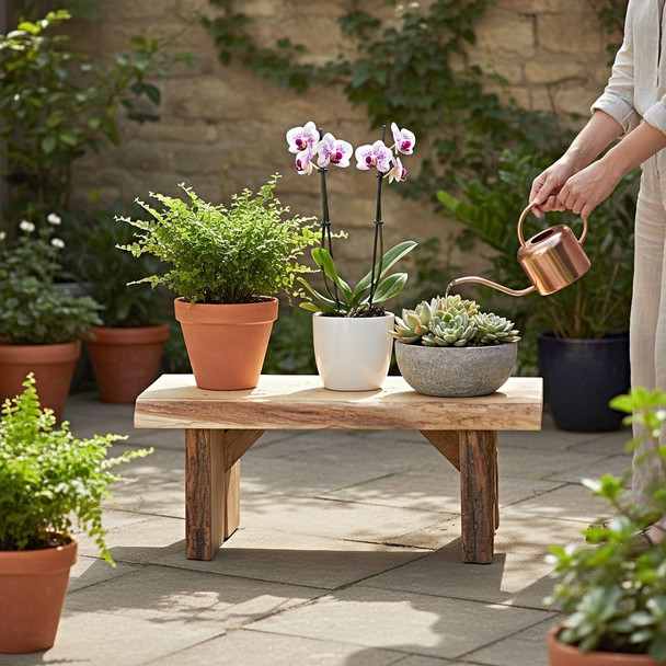 An Unfinished 24 inch Briar Patch Flower Pot Bench ships directly to your door when you purchase online from Harvest Array. For indoor or outdoor use.
