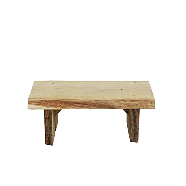 Front view of our Amish Handcrafted Unfinished 24 inch Briar Patch Flower Pot Bench with Live Edges.