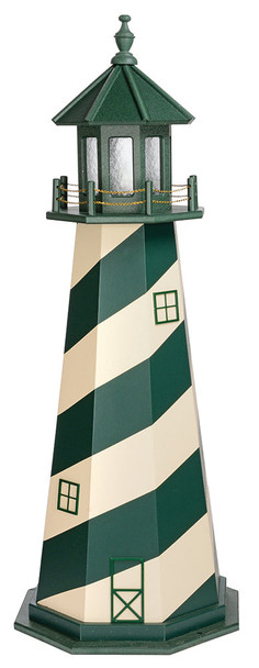 Cape Hatteras Light in Ivory and Turf Green Wooden Lighthouse - 5 Feet 