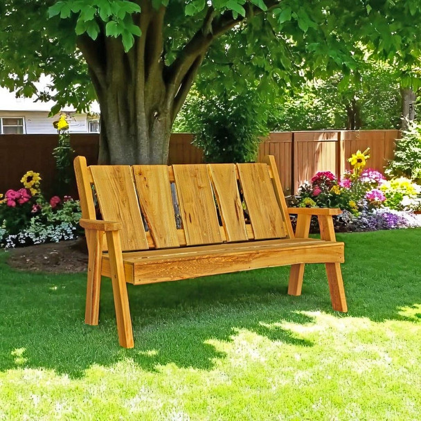 Amish Made 5 feet wide Timberland Garden Bench (shown with natural stain), is available to order now from Harvest Array.