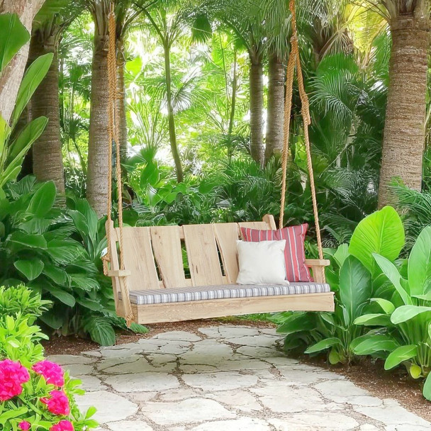 Unfinished Amish Made 5 Foot Timberland Swing with Rope make great gifts. Available for online purchase at harvestarray.com.