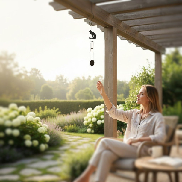 Hang a beautiful Musical Cat Silhouette Chimes outside or inside. Limited quantity. Order now at harvestarray.com