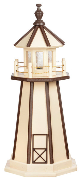 Ivory with Brown Trim Wooden Lighthouse with Base -3 Feet for Harvest Array