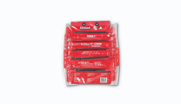 T-Handle Ball Driver SAE 9" Arm Molded Grip 11 Piece Set w/Vinyl Pouch (Eklind #60811) - 5/64" - 3/8"