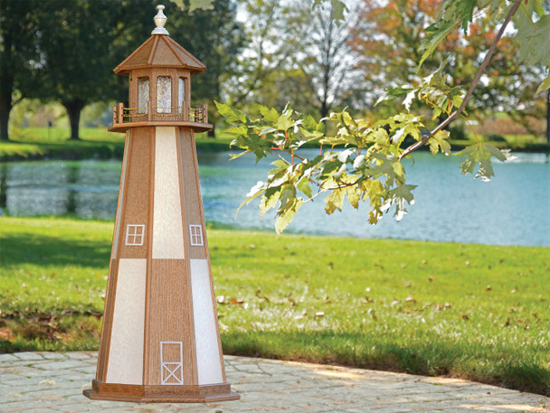 Cape Henry Birch and Mahogany Wooden Lighthouse - 6 Feet on harvestarray.com