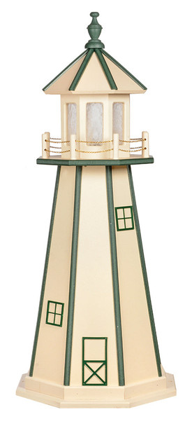Ivory with Turf Green Trim Poly Lighthouse with Base -3 Feet for Harvest Array 