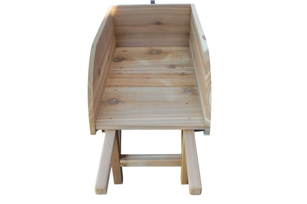 Back view of the Amish Old Fashioned Wooden Wheelbarrow