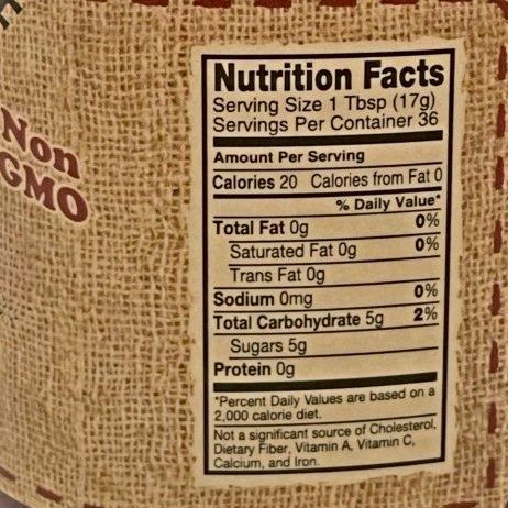 Nutrition Facts for an 18 oz. jar of Dutch Kettle Homemade Style Apple Butter.