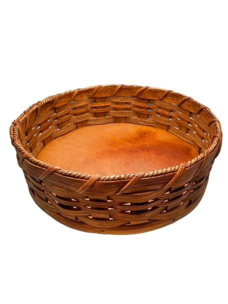 Hand-Woven Reed Basket with Lazy Susan