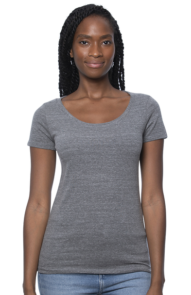 Gray Women's Eco Tri-blend Scoop Neck Tee, front view