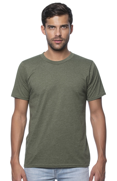 Heather Army Men's and Ladies' 50/50 Blended T Shirts, made in the USA