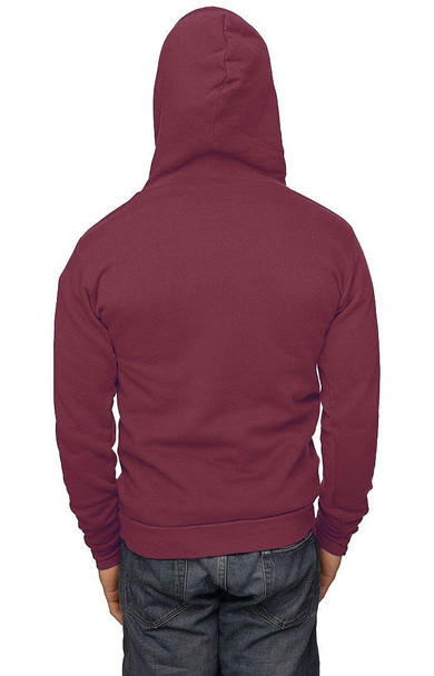 Back of Burgundy Men's and Ladies' Fleece Pullover Hoodie