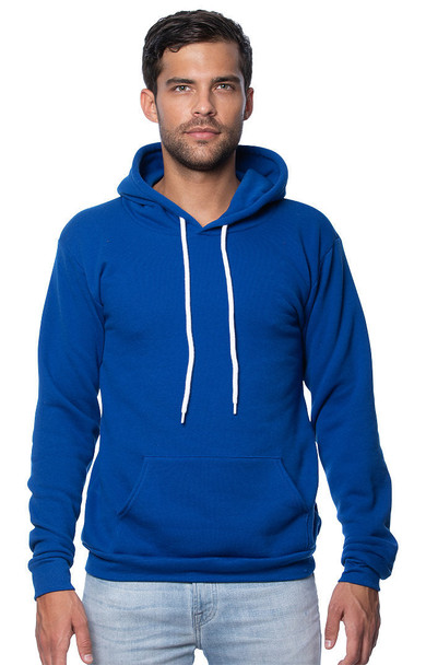 Front of a Men's and Ladies' Fleece Pullover Hoodie-royal blue