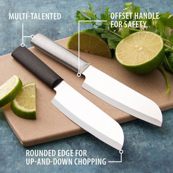 Features of the Rada Cook's Utility Knife only available in silver handle at Harvest Array