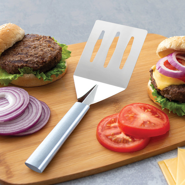 Rada Turnover Spatula for Burgers and so much more.  Silver Handled Harvest Array