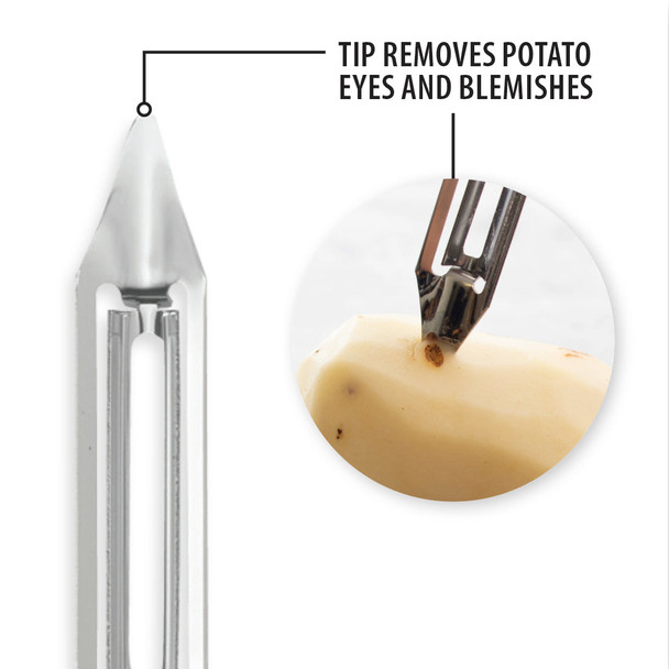 Rada Vegetable Peeler Tip removes blemishes. Order at  harvestarray.com.