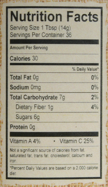 Dutch Kettle Amish Homemade Style Peach Butter - Nutritional facts