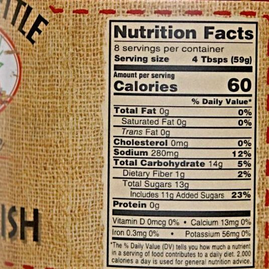 Dutch Kettle Home Style Sweet Pepper Relish Nutrition Facts for Harvest Array