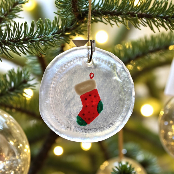 Wine Bottle Art Mini Christmas Ornament Suncatcher -Christmas stocking ornament.  Order today at harvestarray.com.