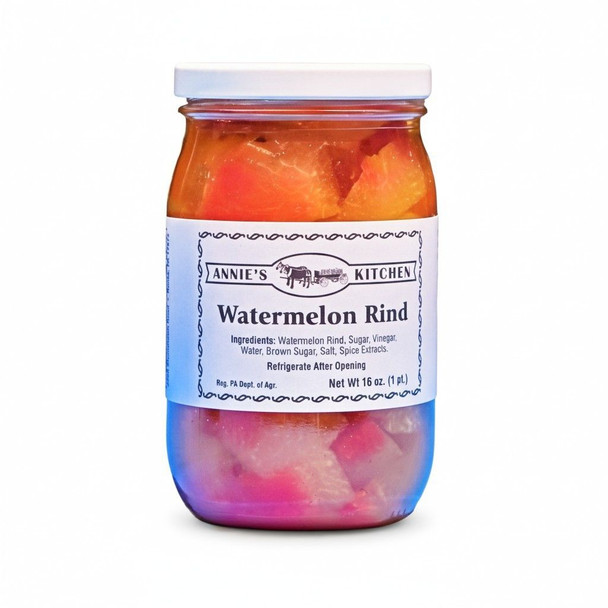 Annie's Kitchen Watermelon Rind in a 16 oz. glass jar. Order today from Harvest Array online.