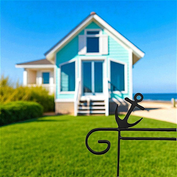Metal Garden Flag Holder with Decorative Anchor Emblem on top. Made in America.