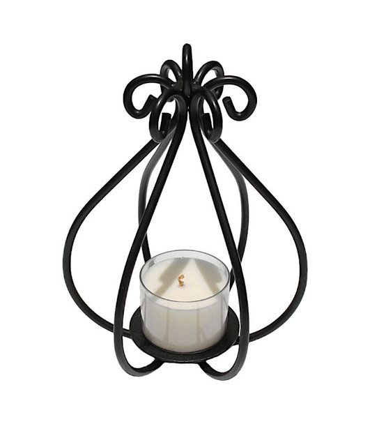 Norman Beiler Metal Crafts top view of a basket tealight candle holder was handmade in Lancaster County, PA.