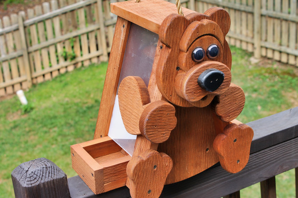 Side view of the bear Amish Made Bird Feeders 