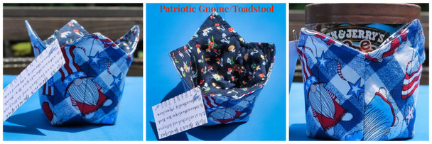 Reversible Ice Cream Pint Cozies with a Patriotic Gnome and Toadstool