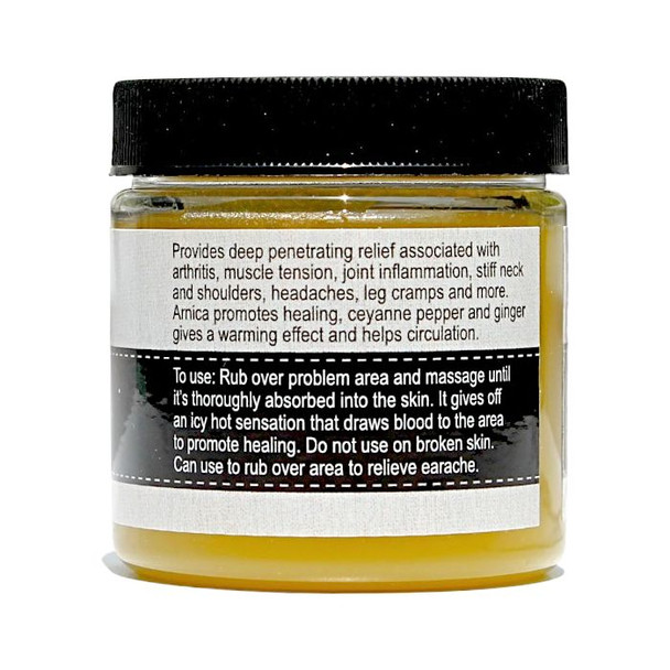 Garden Path All Natural Pain Relief Balm Label. 1 oz. and 4 oz. jars at Harvest Array.