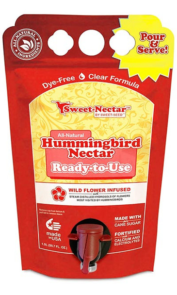Clear Hummingbird Nectar, RTU, 1.5L Eco Pouches