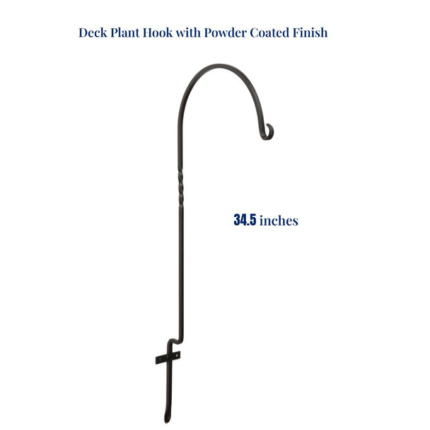 Deck Plant Hook with Powder Coated Finish 34.5 inches long. Order from harvestarray.com.