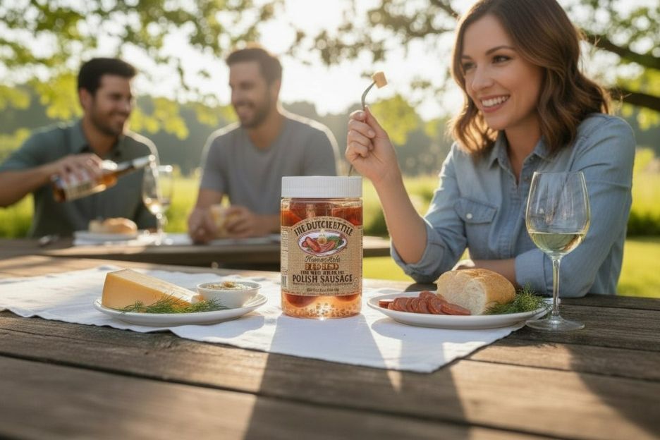 Red Hot Smoked Pickled Polish Sausage is Harvest Array's Newest delicacy from the Dutch Kettle 