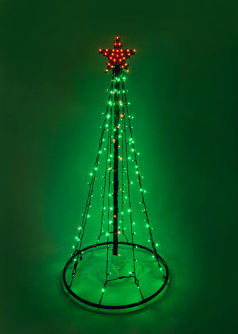 Orange and Green University of Miami Outdoor LED Christmas Tree