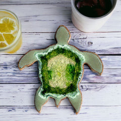 Sea Turtle Shaped Crackle Coaster at Harvest Array