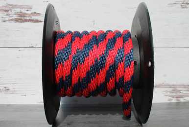 Red and Navy Solid Braided Multifilament Polypropylene Rope