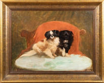 19th Century English School Portrait Of A Pair Of Pekingese Dogs "Jip & Randolf"