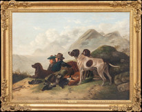 Large 19th Century Highland Hunt Shooting Party Dogs - John Duvall (1816-1892)