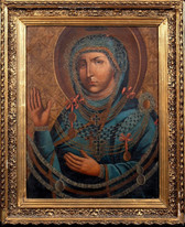 Large 17th 18th Century Eastern European Consecrated Madonna Icon Portrait 