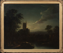 Large 19th Century Moonlit River Cathedral Landscape Henry Pether (1800-1880)