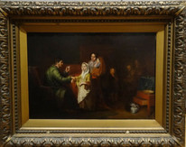 Large 19th Century English Family Physician Doctor Portrait Antique Painting