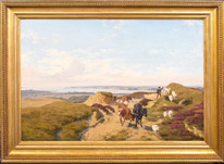 Large 19th Century Danish Coastal Landscape Shepherd & Flock Alex SCHOVELIN