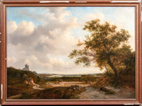 Large 19th Century German Rhine River Landscape by Adolphe Malherbe dated 1869