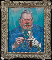 Large circa 1940 Portrait Of Artists Father John Cigar & Sherry by BARNEY SEALE