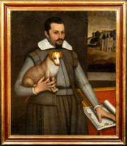 Huge 16th Century Italian Old Master Architect & Spaniel Dog Portrait TINTORETTO