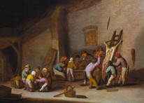 Large 17th Century Dutch Peasants & Carcass Bartholomeus Molenaer (1618-1650)