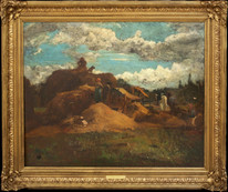 19th Century French Harvest Landscape Deauville GUSTAVE COURBET (1819-1877)