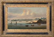 Large 19th Century Whampoa Anchorage China Export Trade Port Landscape Landscape