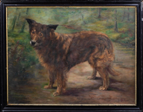 Large 1922 French Portrait Of A Sheepdog Dog 'Bibi" by Gabrielle Janssens