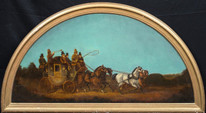 Fine Large 19th Century English Night Carriage Coach Horses London Royal Mail